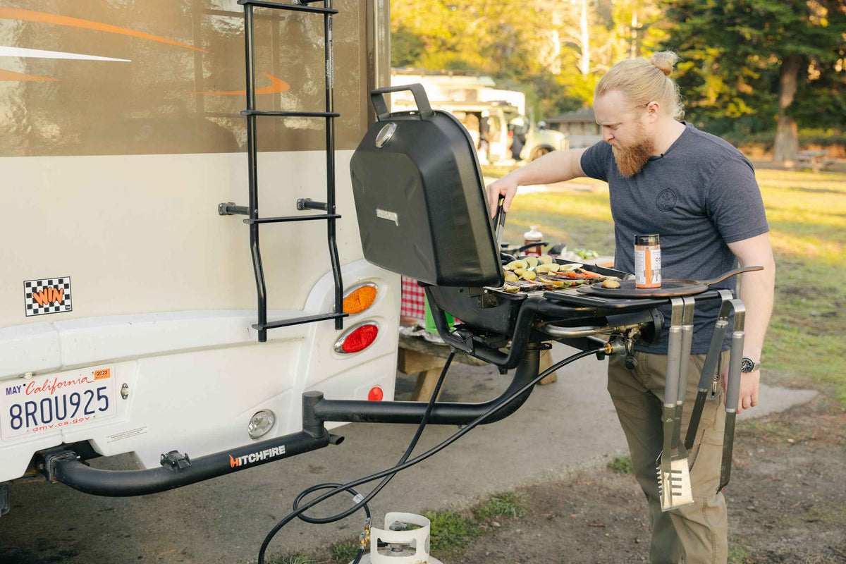 RV Grill Bundle - Hitch-Mounted Grill, RV Quick Connect Kit & Cover