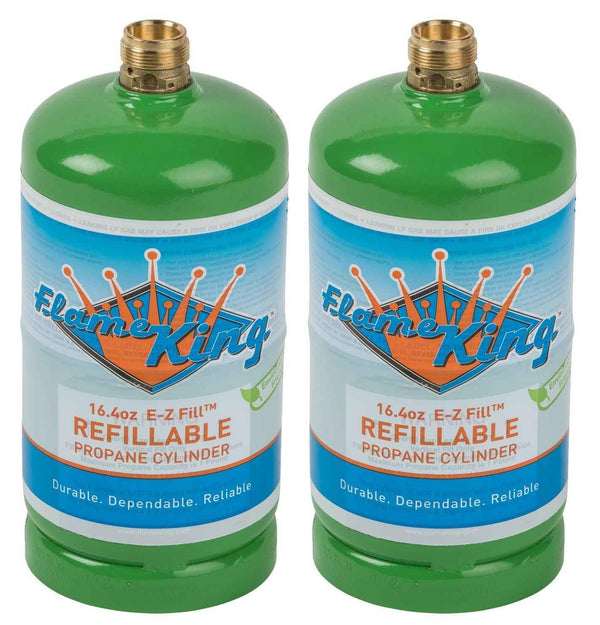 Flame King 1lb Refillable Propane Tank LP Cylinder- 2 Pack Eco Friendly Sustainable Tank