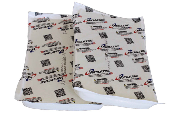 Dubler microwave heat packs, 2-pack; white rectangular packs with logo print