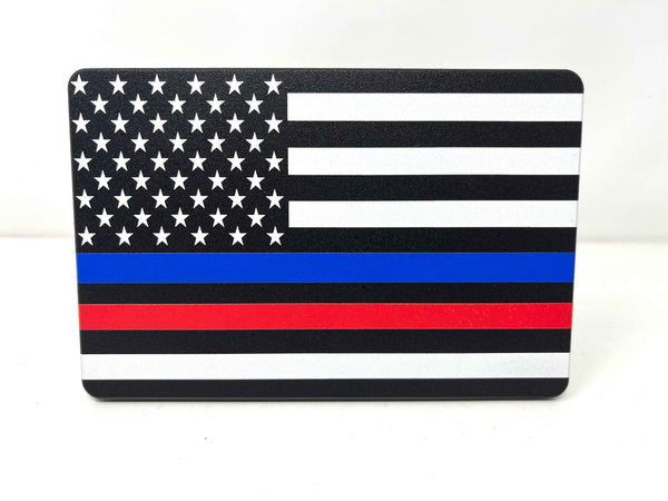 American Flag First Responder Blue and Red Line Hitch Cover