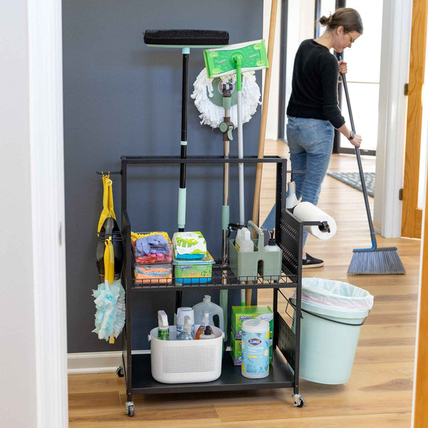 The Everything Utility Cart with Pegboard & Bucket Rack