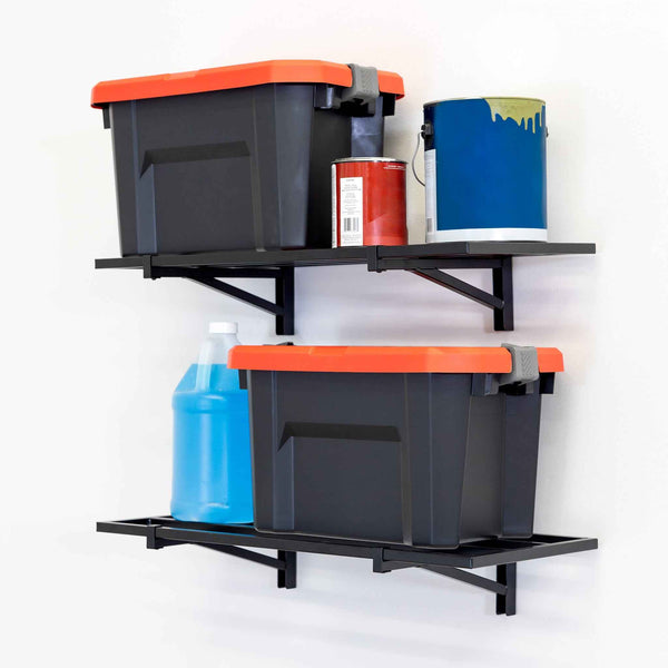 1' x 2' Bristol Garage Wall Mount Shelves | 2 Pack | Black