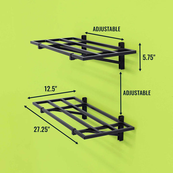 1' x 2' Bristol Garage Wall Mount Shelves | 2 Pack | Black