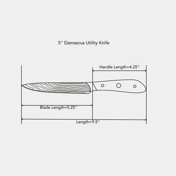 5" Damascus Utility Knife
