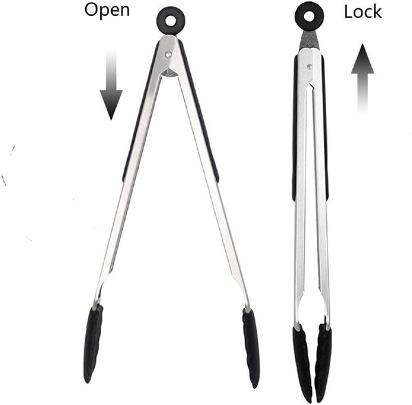 Silicone Tip Grill Tongs Set - 17" & 15"
