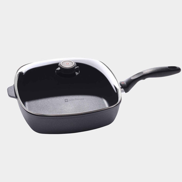 HD Nonstick Square Saute Pan with Glass Lid - Induction | Made in Switzerland