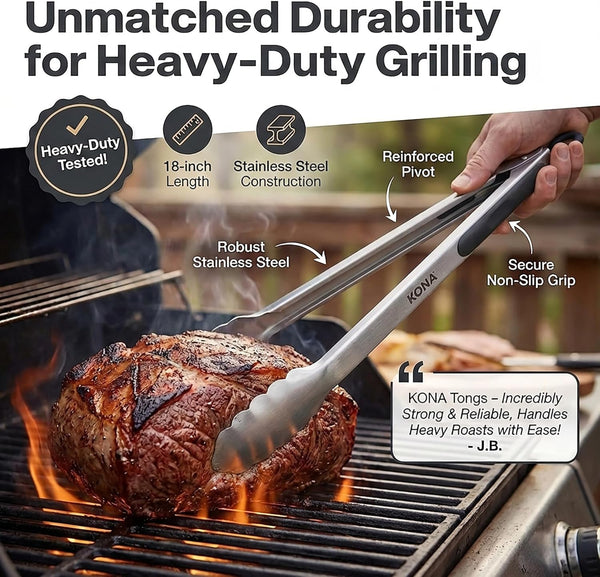 Stainless Steel Locking Grill Tongs - 18"