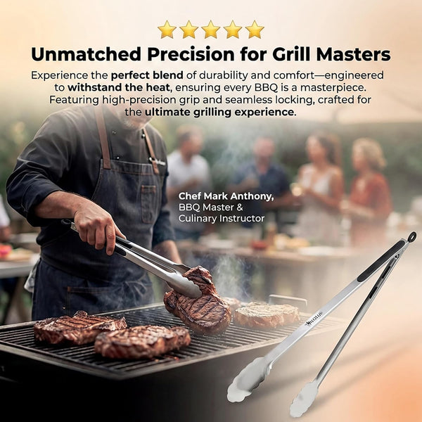 Stainless Steel Locking Grill Tongs - 18"