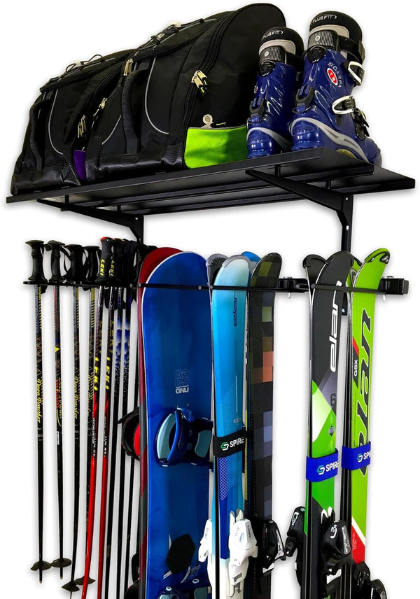 Solitude Ski Solid Shelf | Adjustable Wall Storage System | Holds 10 Pairs of Skis