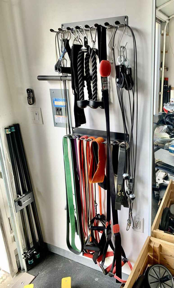 Gym Equipment Organizer for Bands, Jump Ropes, Foam Roller