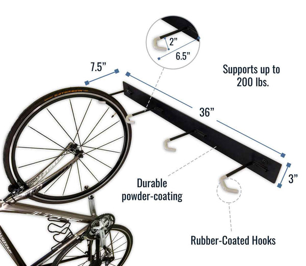 Blackstone Wall Mounted Bike Storage Rack | 4 Bikes | Black