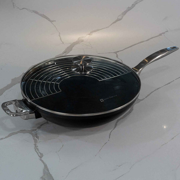 CHD Nonstick 12.5" Wok with Glass Lid | Made in Switzerland