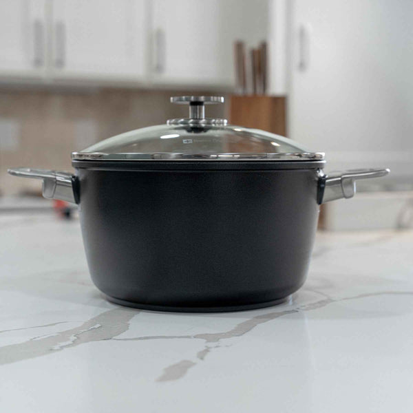 CXD DOU Ceramic Nonstick Stock Pot with Glass Lid | Made in Switzerland