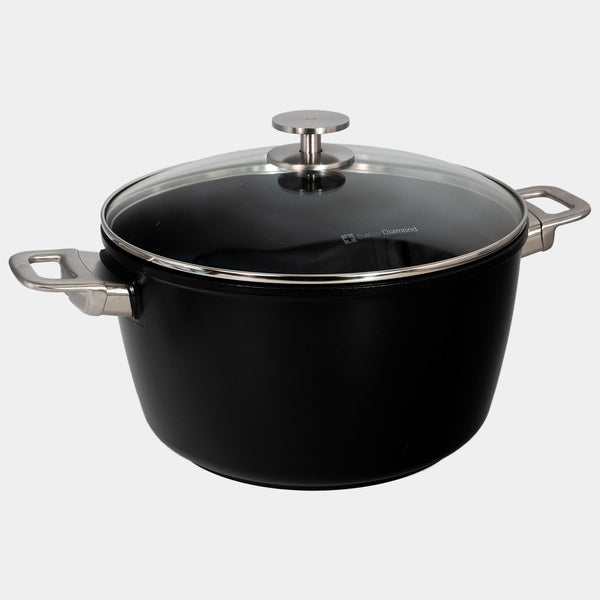CXD DOU Ceramic Nonstick Stock Pot with Glass Lid | Made in Switzerland