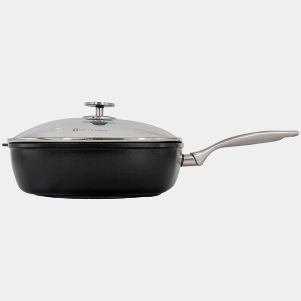 CHD Nonstick 11" x 11" Square Saute Pan with Glass Lid | Made in Switzerland