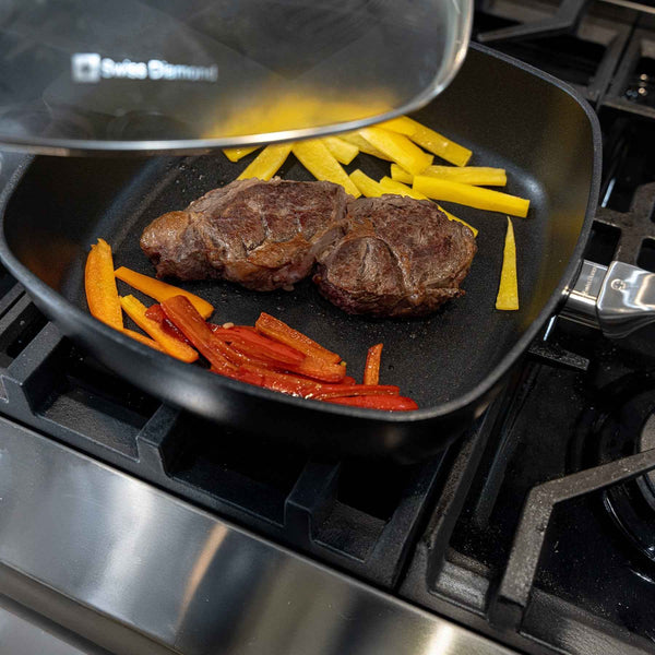 CHD Nonstick 11" x 11" Square Saute Pan with Glass Lid | Made in Switzerland