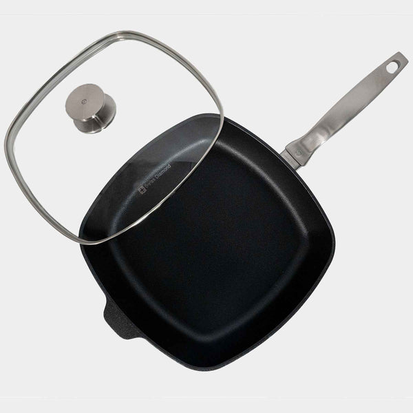 CHD Nonstick 11" x 11" Square Saute Pan with Glass Lid | Made in Switzerland