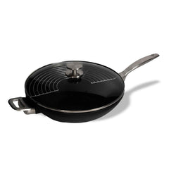 CXD DOU Ceramic Nonstick  Wok with Lid and Rack - 12.5" (32 cm), 5.3 QT (5 L) | Made in Switzerland