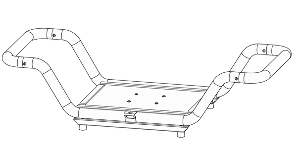 Camp kitchen chassis kit with tabletop platform and curved carry handles