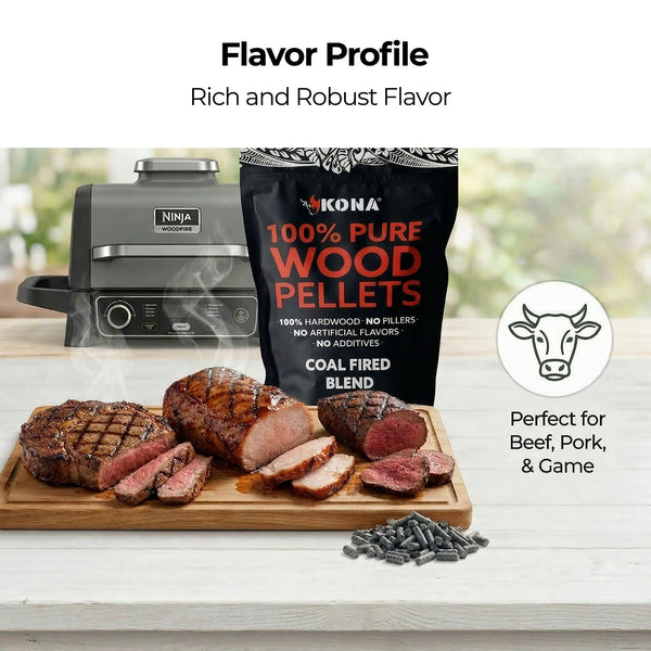 Kona Coal-Fired Wood Smoker Pellets for Ninja Woodfire & Smokers