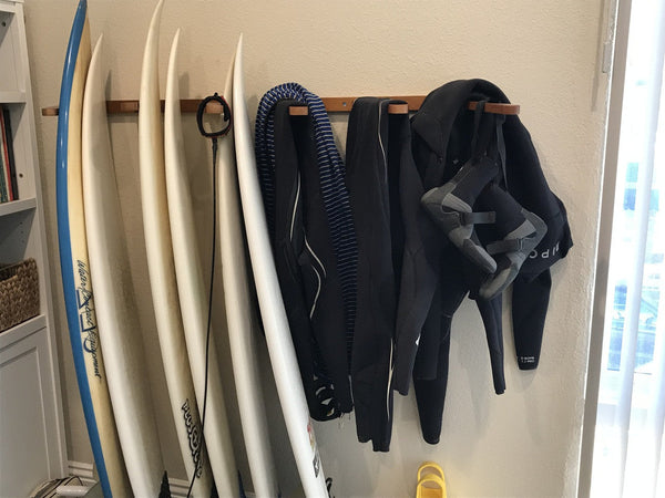 Holden Beach Surfboard Storage Vertical Wood Rack | Holds 6 Surfboards