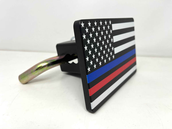 American Flag First Responder Blue and Red Line Hitch Cover