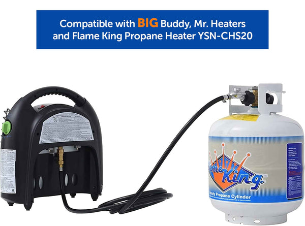 12FT QCC/Type 1 Regulator Hose with 1/4 Quick-Connect Adapter for Flame King Heaters and Buddy Mr Heaters