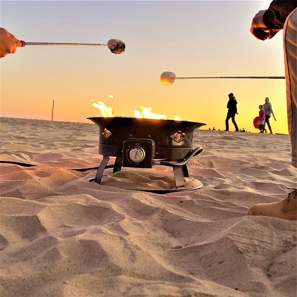 Flame King Outdoor Portable Propane Gas 19″ Fire Pit Bowl with Self Igniter Cover Carry Straps