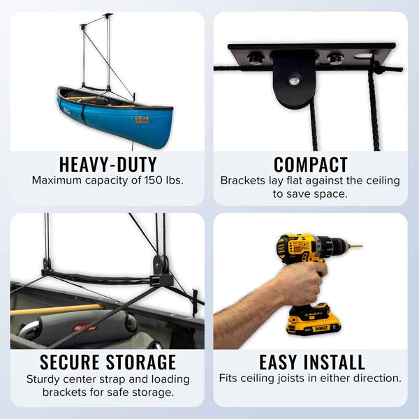 Cargo Box Ceiling Hoist | Holds up to 150 lbs | 14' Lift