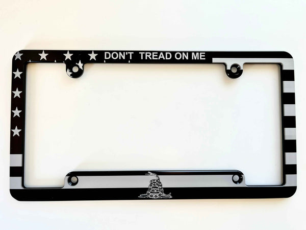 Don’t Tread On Me American Flag Billet Aluminum License Plate Frame