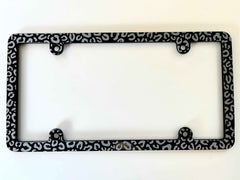 Leopard Print Slim Billet Aluminum License Plate Frame