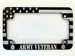 Army Veteran American Flag Slim Billet Aluminum Motorcycle License Plate Frame