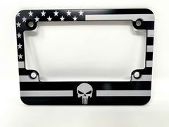 Punisher American Flag Billet Aluminum Motorcycle License Plate Frame