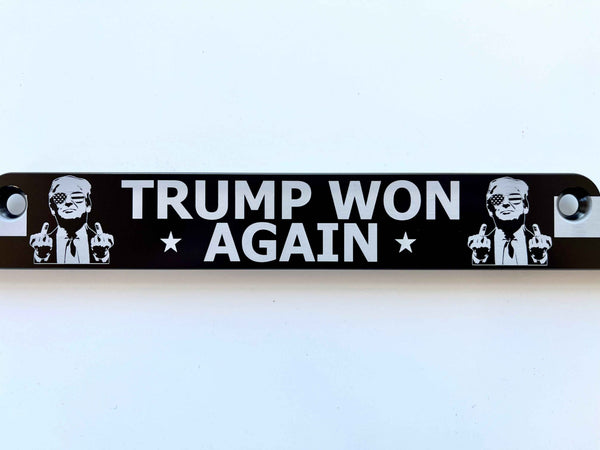 Trump Won MF MAGA American Flag Billet Aluminum License Plate Frame