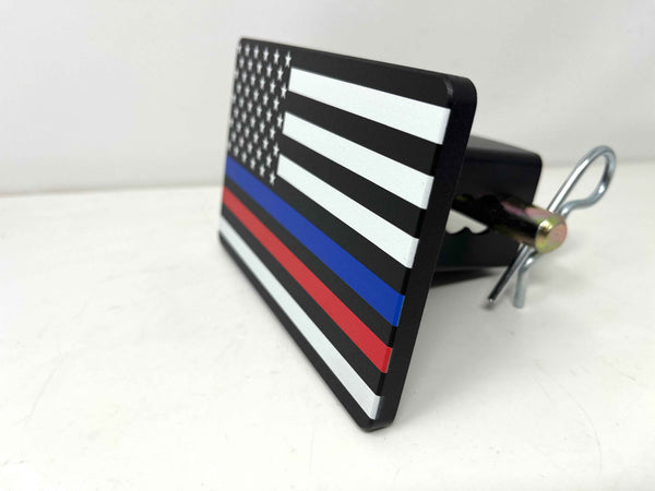 American Flag First Responder Blue and Red Line Hitch Cover