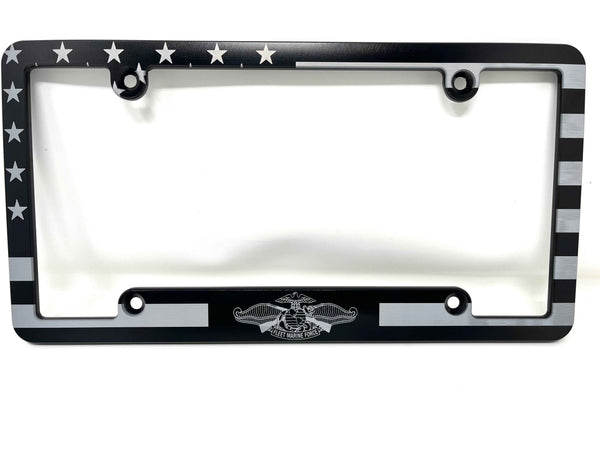 Fleet Marine Force American Flag Billet Aluminum License Plate Frame