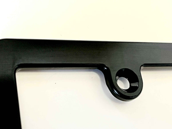 Billet Aluminum License Plate Frame Slim Black Anodized