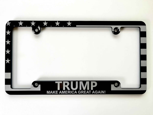 Trump MAGA American Flag Billet Aluminum License Plate Frame
