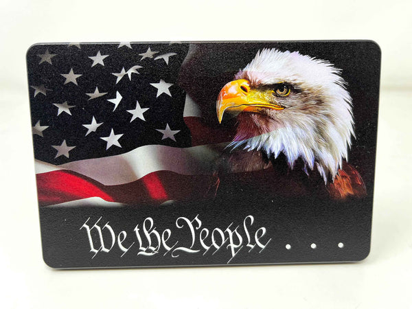 We The People With American Flag and Eagle Full Color Hitch Cover
