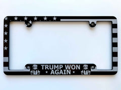 Trump Won MF MAGA American Flag Billet Aluminum License Plate Frame