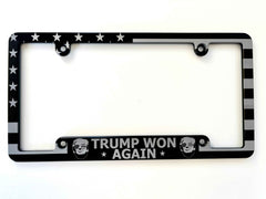 Trump Won MAGA American Flag Billet Aluminum License Plate Frame