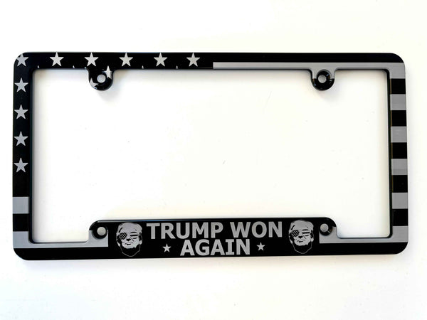 Trump Won MAGA American Flag Billet Aluminum License Plate Frame