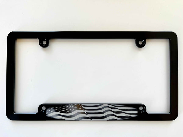 Waving American Flag Billet Aluminum License Plate Frame