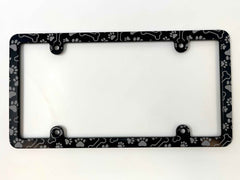 Dog Bones & Paws Slim Billet Aluminum License Plate Frame