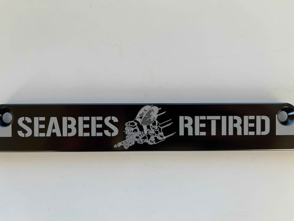 Navy Seabees Retired American Flag Billet Aluminum License Plate Frame