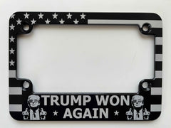 Trump Won MAGA American Flag Billet Aluminum Motorcycle License Plate Frame