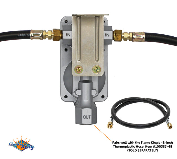 Flame King 2 Stage Auto Propane Gas Regulator with Pls Cover & Long Mount Bracket & 2-12" Pigtails