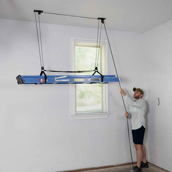 Ladder Garage Ceiling Storage Hoist | Holds up to 150 lbs | 10' Lift