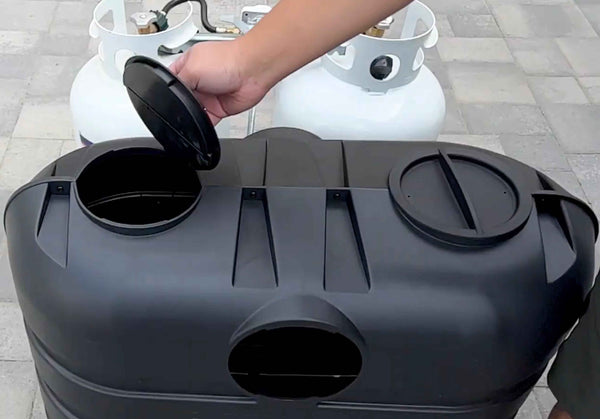 Flame King 2 pack Replacement Caps for Dual Propane Tank Cover - Black