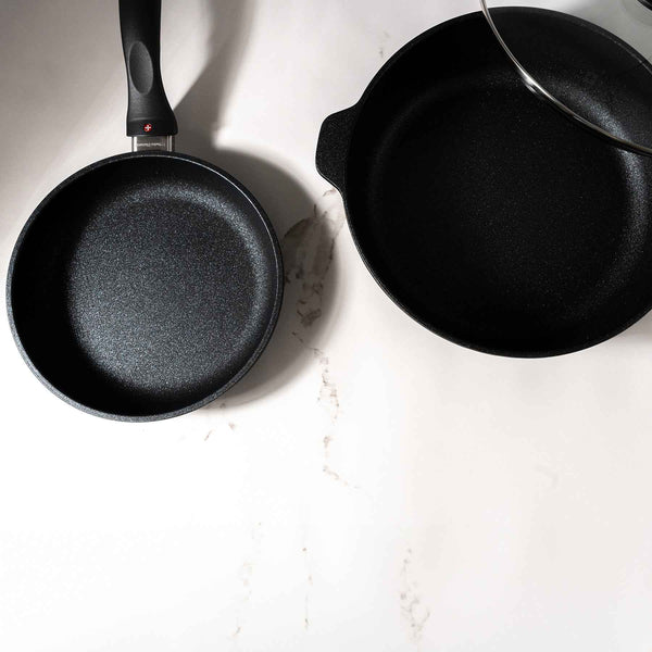 XD Nonstick 8" Fry Pan and 3.8 qt Saute Pan with Glass Lid Set | Made in Switzerland